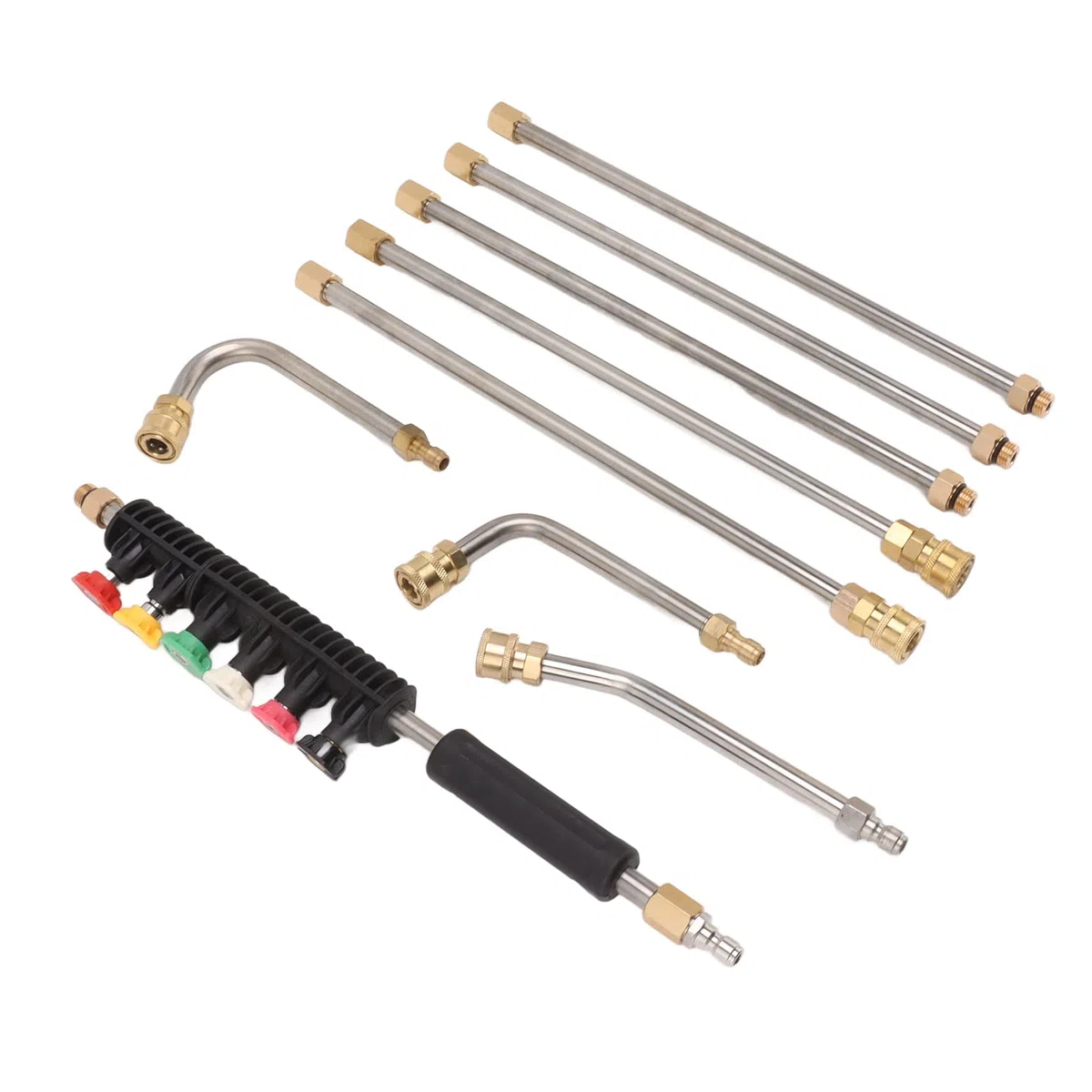 Annadue Varita de Extensión para Lavadora a Presión, Juego de 5 Varillas Rectas y 3 Varillas Curvas, Lanza para Lavadora Eléctrica con 6 Boquillas, Conexión Rápida de 1/4 Pulgadas para Limpieza de