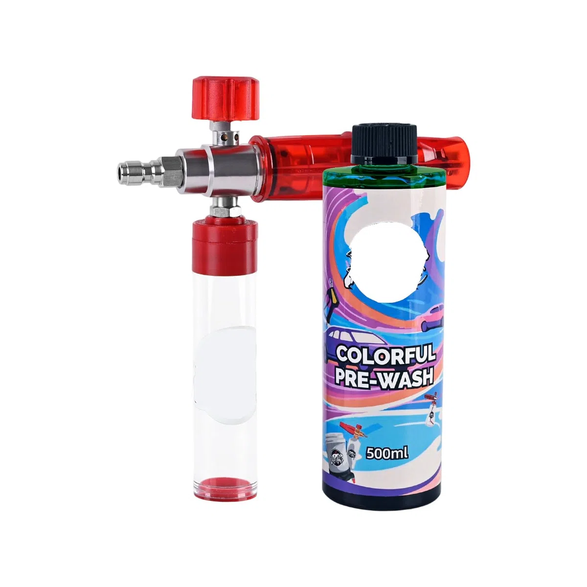 Dispensador de jabón de espuma de succión a presión con conector rápido de 1/4 pulgadas para lavado de coche, motocicleta, dispensador de jabón de espuma de alta presión con boquilla ajustable