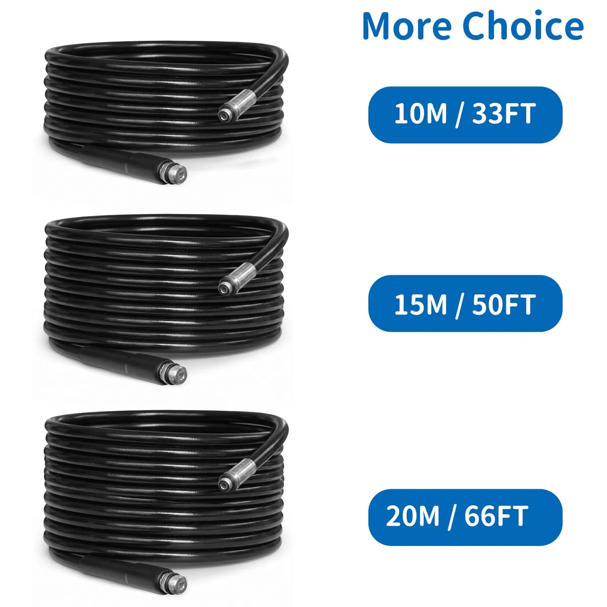 Kit de limpieza de manguera de alta presión de 20 m, 3000 PSI/180 bar, kit de limpieza de manguera de alcantarillado para Karcher K2-K7 Series y Bosch AQT para uso doméstico, color negro