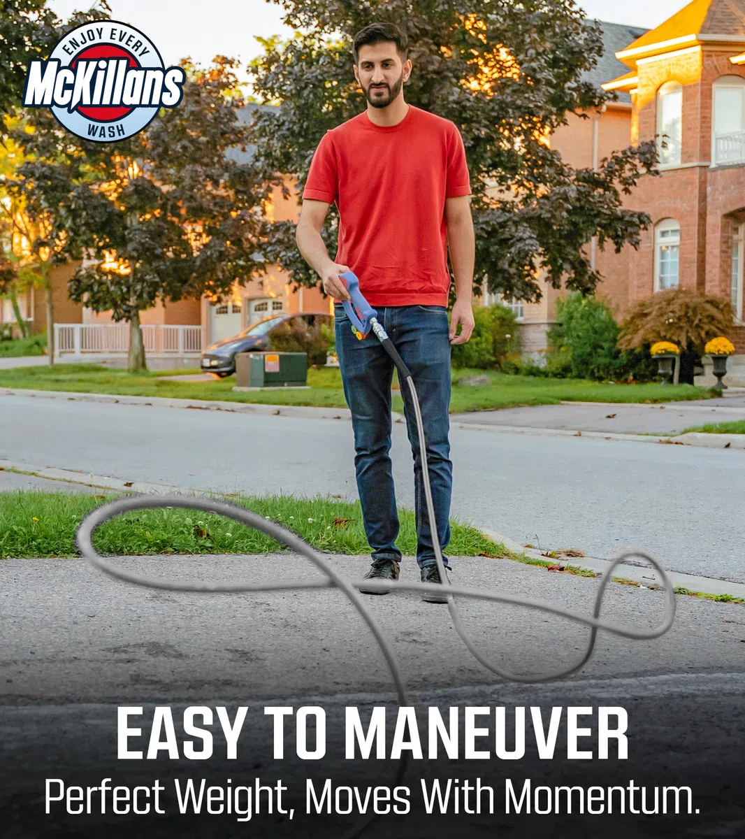 McKillans Manguera de lavado a presión de 50 pies, flexible y resistente a las torceduras, trenzada de acero y duradera, enchufe de acero inoxidable M22-14 mm, manguera de lavado eléctrico, diámetro