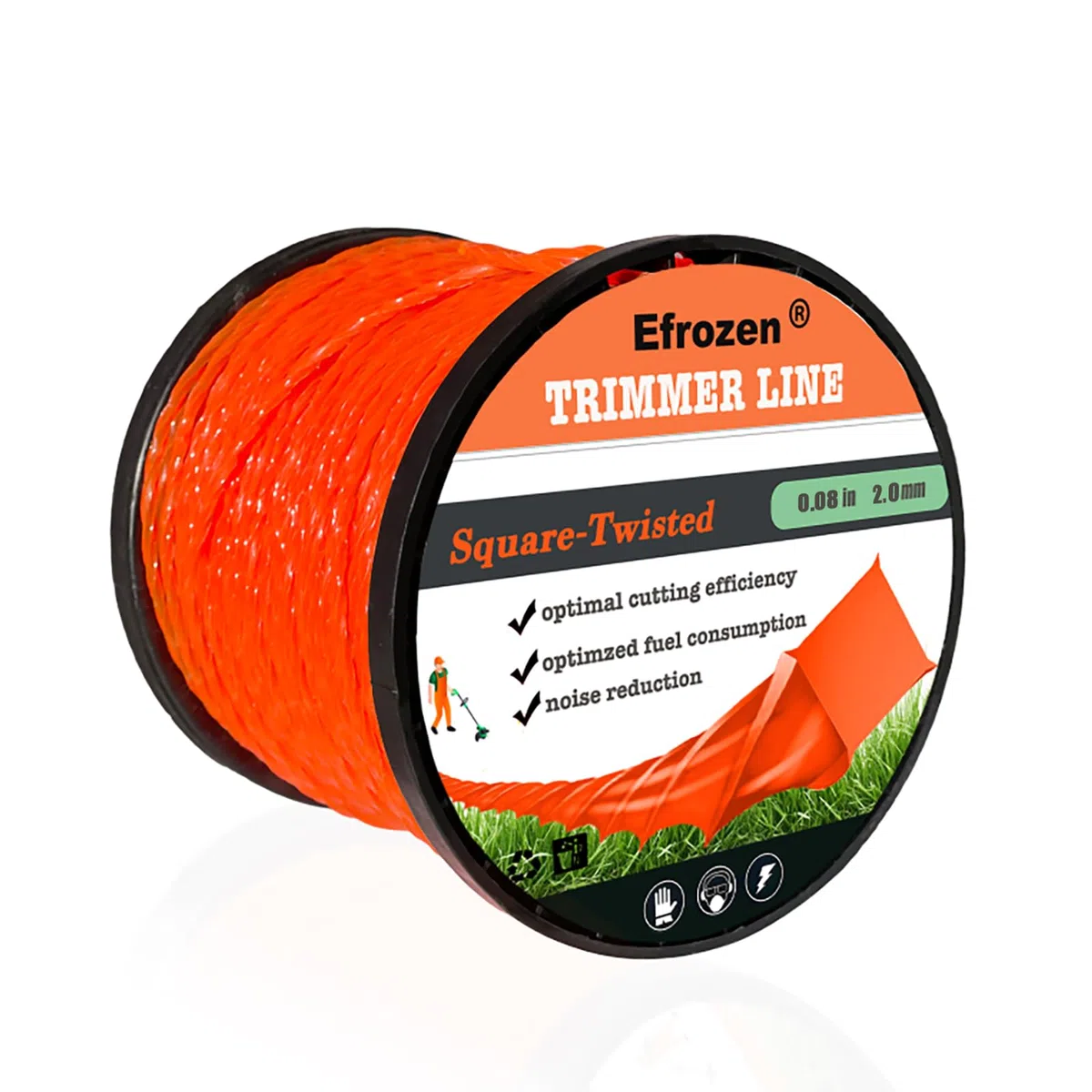 Línea de recortadora de malezas, línea cuadrada trenzada naranja, 0.80 pulgadas de diámetro x 551 pies, cuerda resistente para herbicidas, cuerda comercial premium para desmalezadora