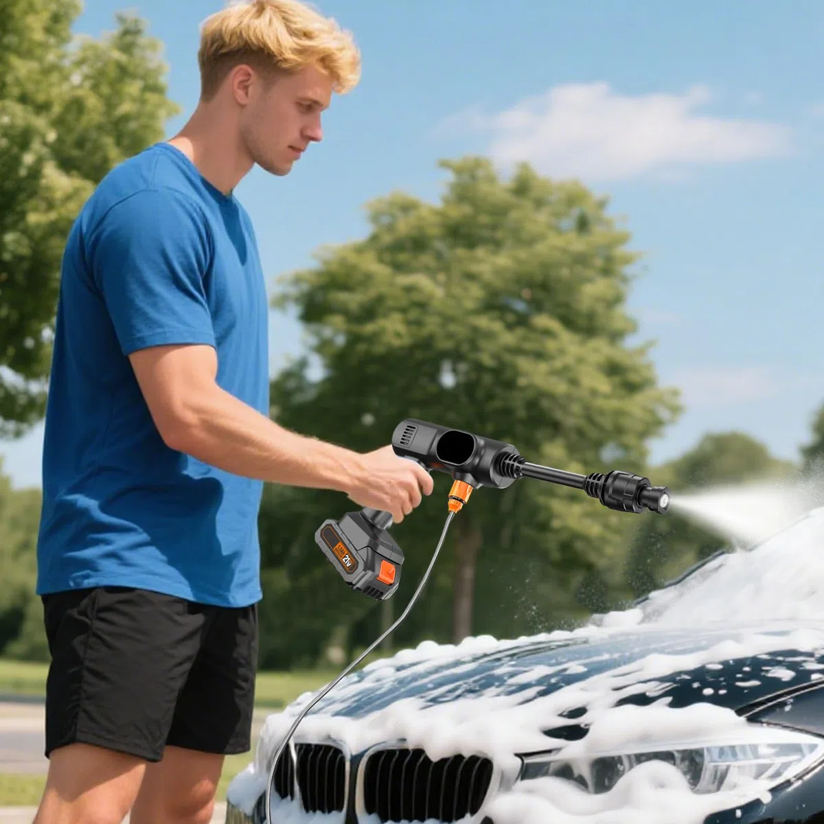 Hidrolimpiadora Portátil Máquina Pulverizadora Limpiadora Ajustable De 2 | Rociador Con Manguera De Alta Presión Portátil, Inalámbrica para Coche, Terraza, Hormigón, Exterior,
