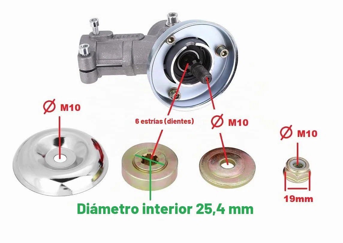 Pieza de repuesto original Fabricante: Reenvío de ángulo/cabeza de transmisión 28 MM 9 dientes para desbrozadora/corte borde Gracias por comprobar su modelo antes de comprar Dimensiones en fotos!