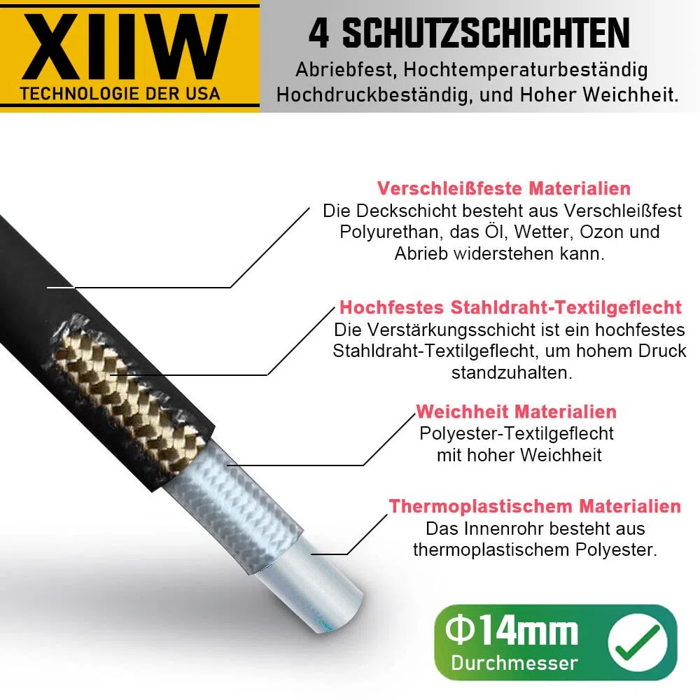 Kränzle Kärcher K2, K3, K4, K5, K6, K7 - Juego de manguera de limpieza de tuberías (15 m, 240 bar, incluye adaptador M22, boquillas rígidas + giratorias)