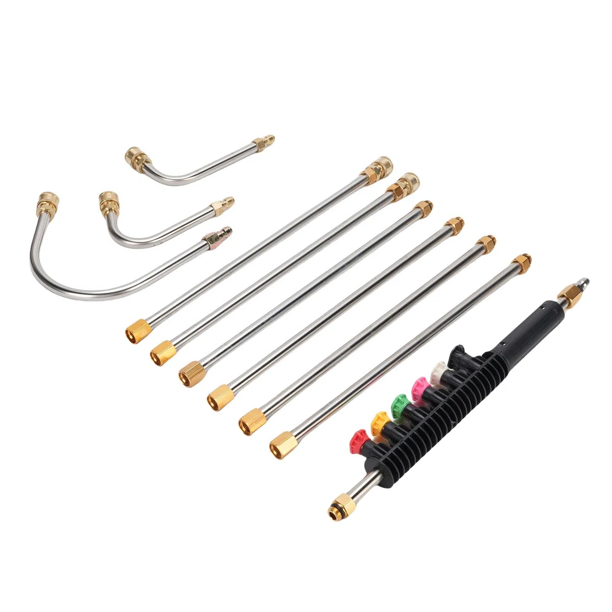 Juego de Varilla de extensión para Lavadora a presión, Potente Lanza de 4000PSI para diversas tareas de Limpieza, Acero Inoxidable y latón