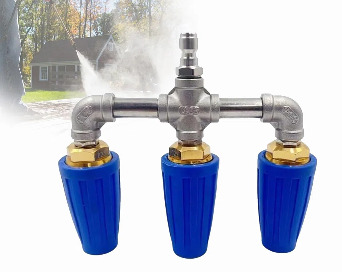 Boquilla turbo for lavadora a presión | Boquilla triple, rotación de 360, multicolor, eficiencia de limpieza(Blue)