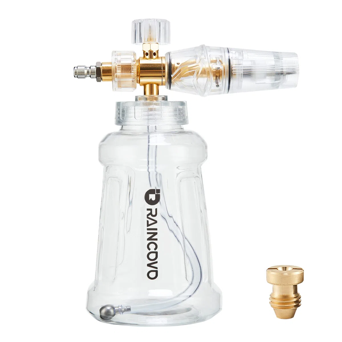 Raincovo Cañón de espuma para lavadora a presión, cañón de espuma transparente para lavado de coche, filtro de acero inoxidable, boquilla ajustable con conexión rápida M22 y 1/4 de pulgada, boquilla