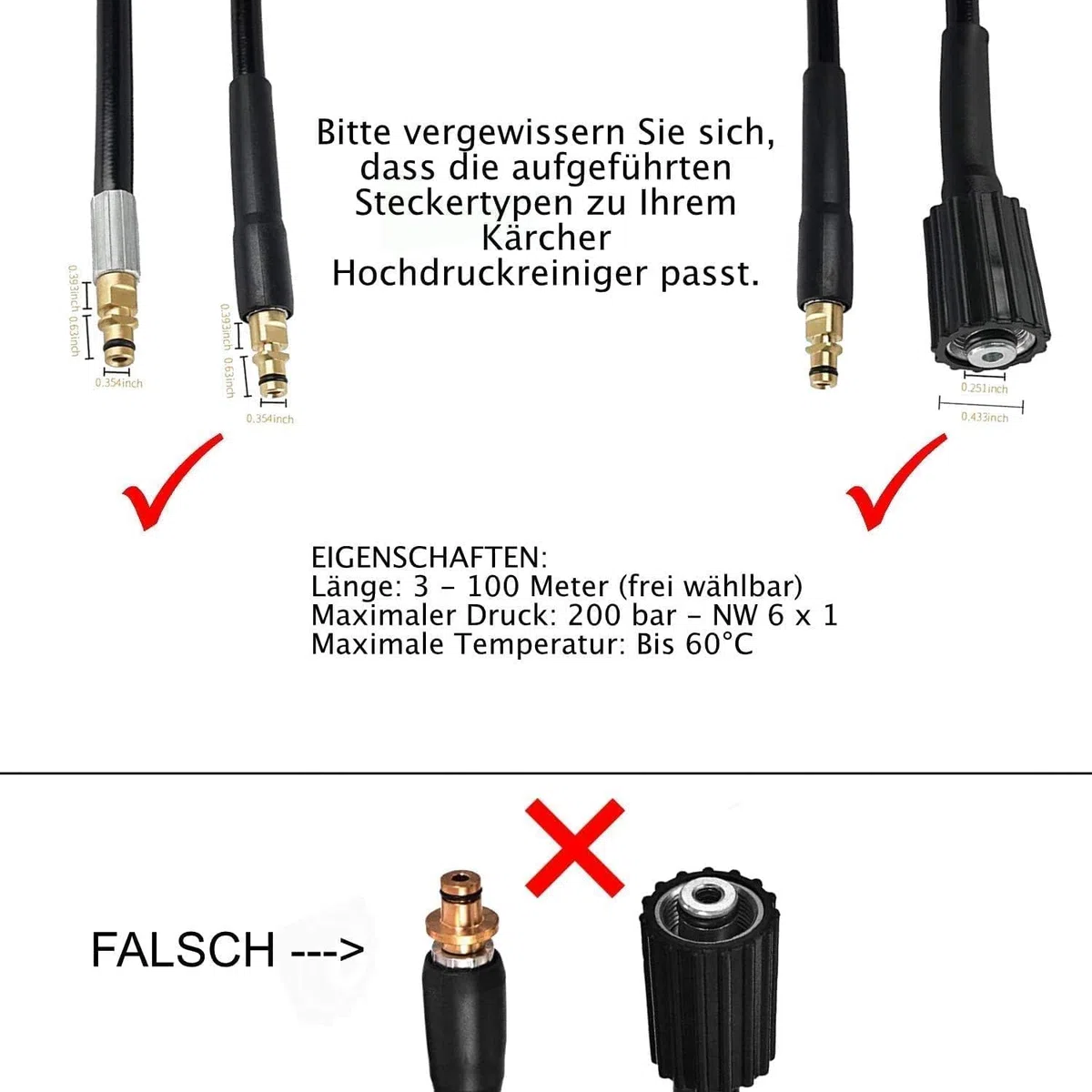 M&M Smartek Manguera de alta presión 20 m para Kärcher K2-K7, Quick Click | Para pistolas Kärcher G160/G180 y K2-K7 a partir de 2008; rosca hembra M22, acoplamiento rápido y manguito flexible.
