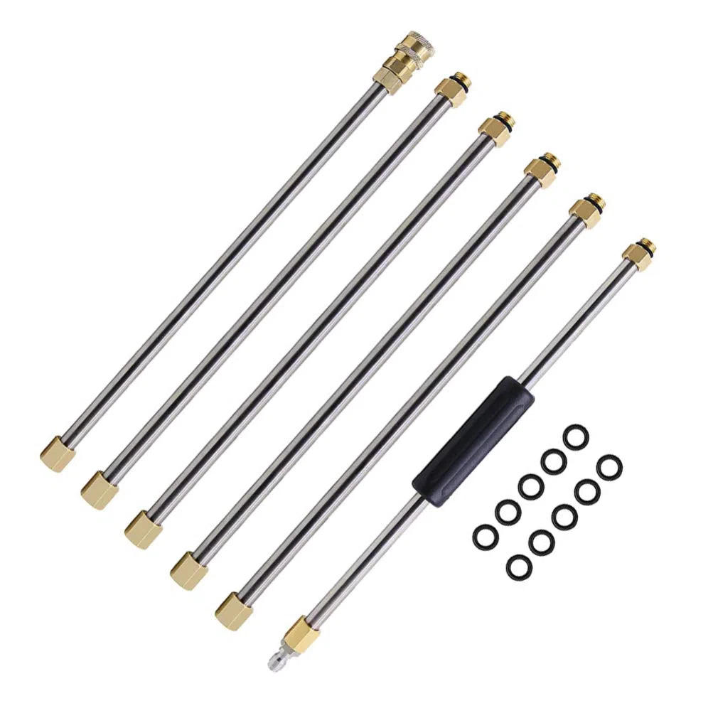 ULTECHNOVO - Juego de 6 alargadores para limpiador de alta presión, accesorio de limpieza de canalones, conector rápido de 1/4 pulgadas, acero inoxidable, para lavado de coches, suelos y paredes