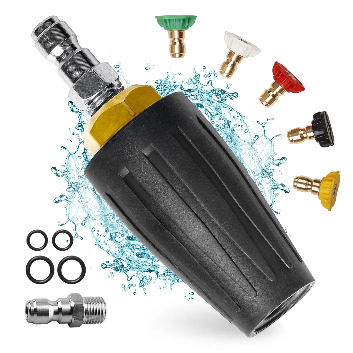 MEKOH Boquilla turbo universal de 4000 PSI, boquilla giratoria de 2.6 orificios, boquilla de pulverización de 2.6 GPM para hormigón, entrada, accesorio de conexión rápida de 1/4 pulgadas