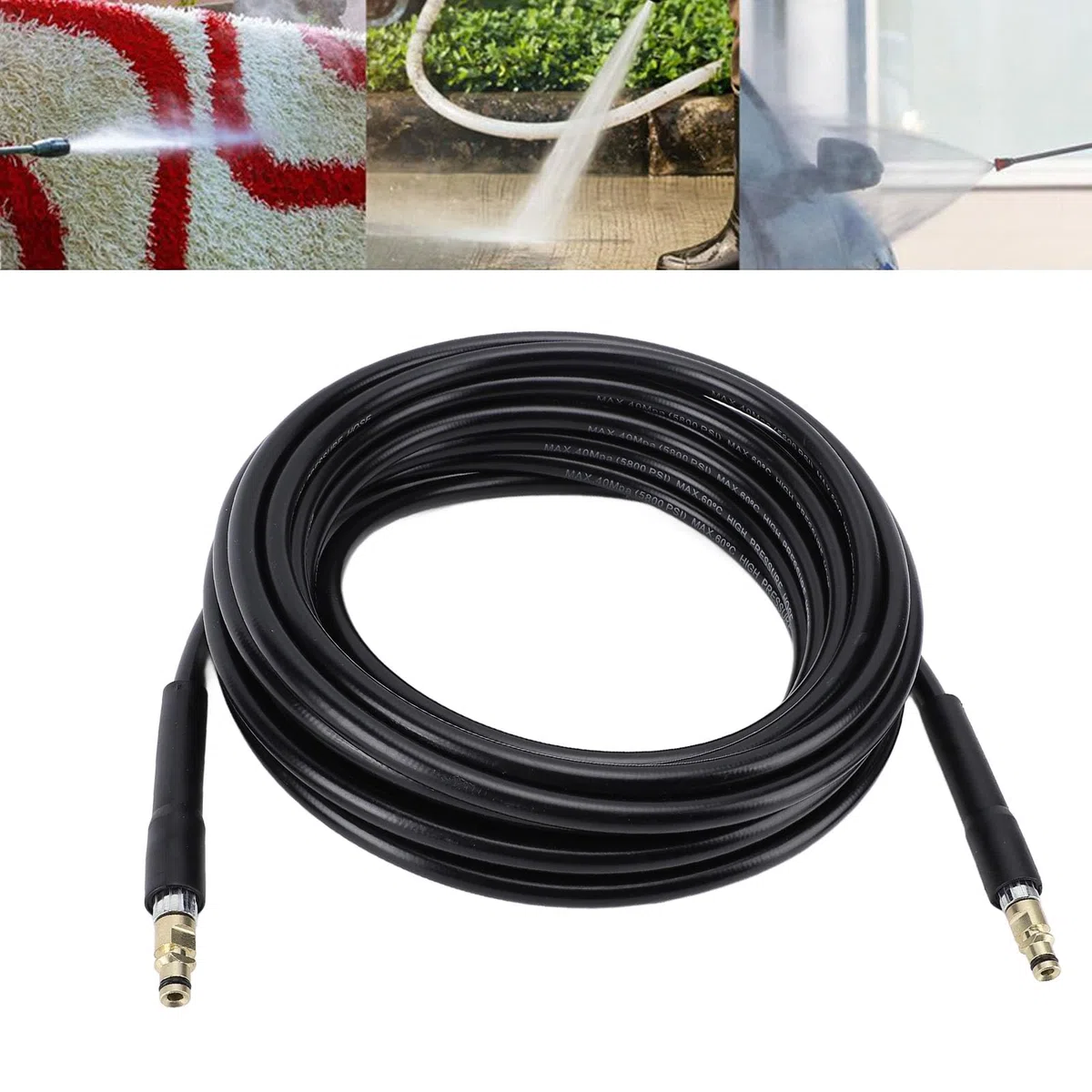 Manguera de lavadora de alta presión, alambre de acero tejido, goma, manguera de extensión de repuesto resistente para lavadora eléctrica K2 a K7, limpieza de entradas de (20M)