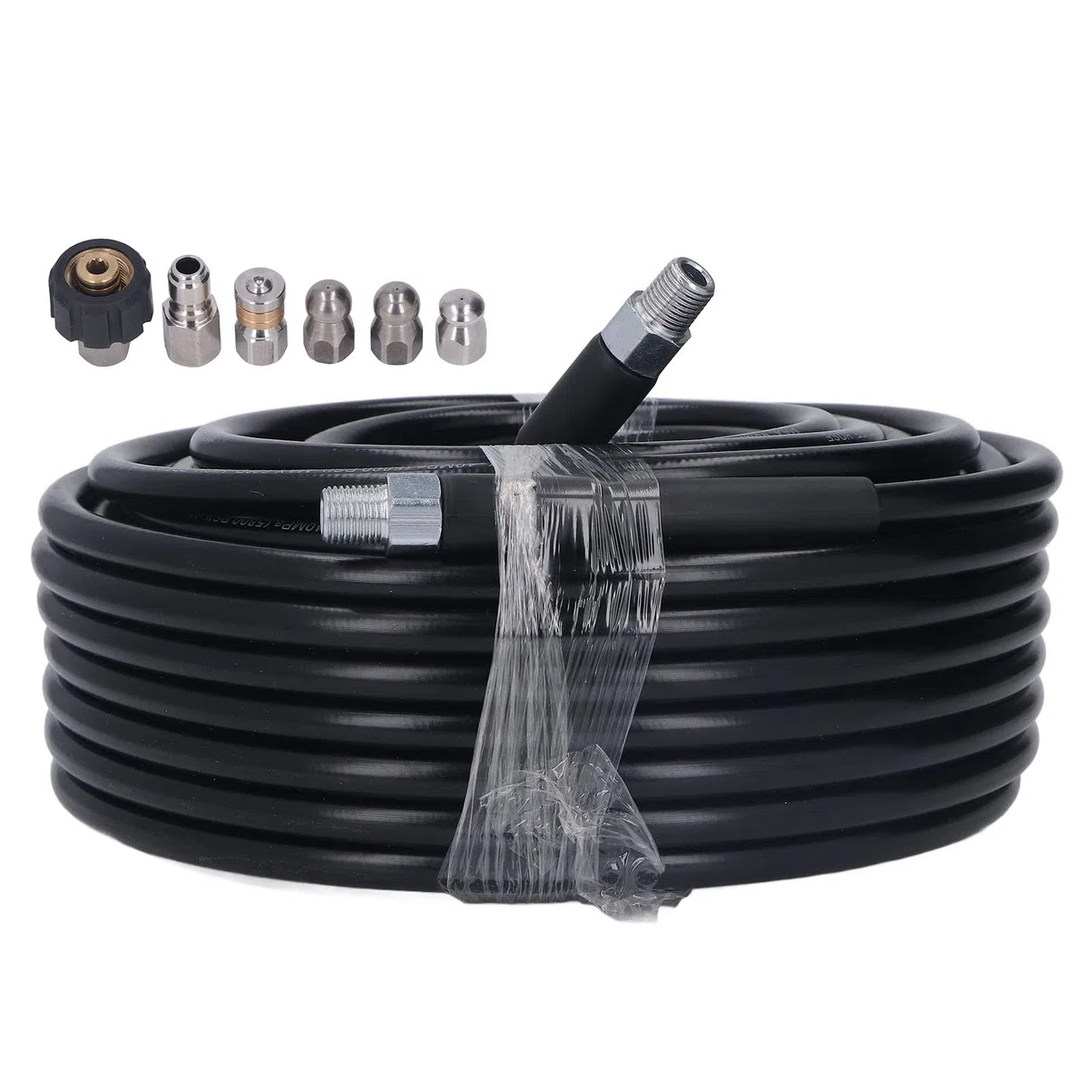 Kit de Conector de Manguera de Presión Wa Manguera Limpiadora de Drenaje de 100 Pies 5800PSI 1 4 I NPT Kit de Chorro de Alcantarillado a Presión Con 2 Llaves Con Rosca Hembra M22