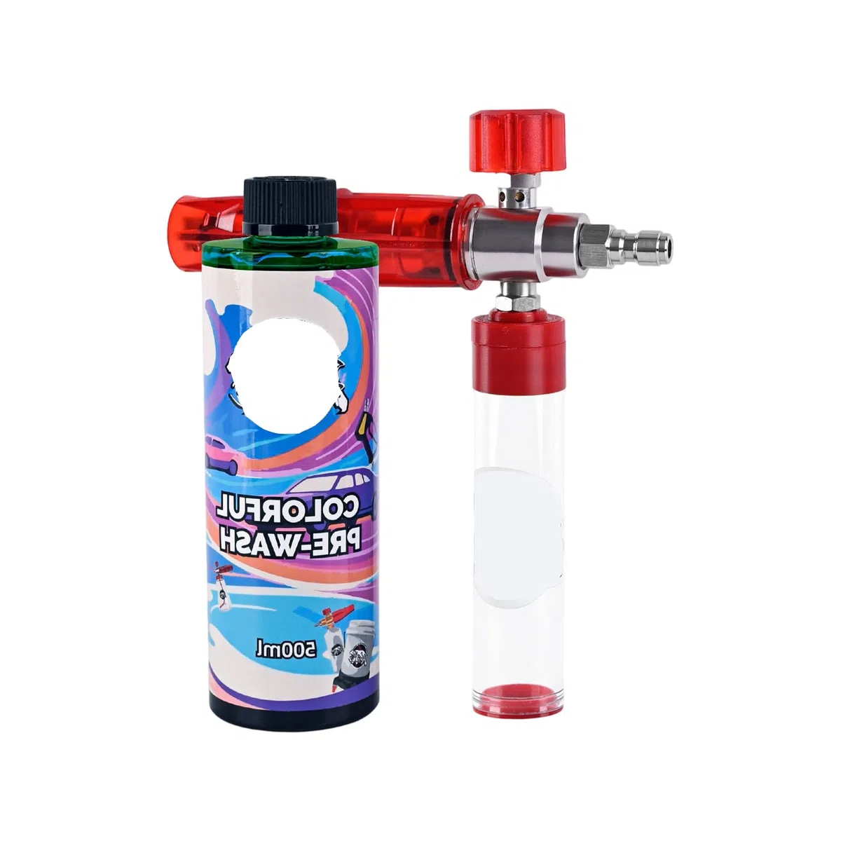Dispensador de jabón de espuma de succión a presión con conector rápido de 1/4 pulgadas para lavado de coche, motocicleta, dispensador de jabón de espuma de alta presión con boquilla ajustable