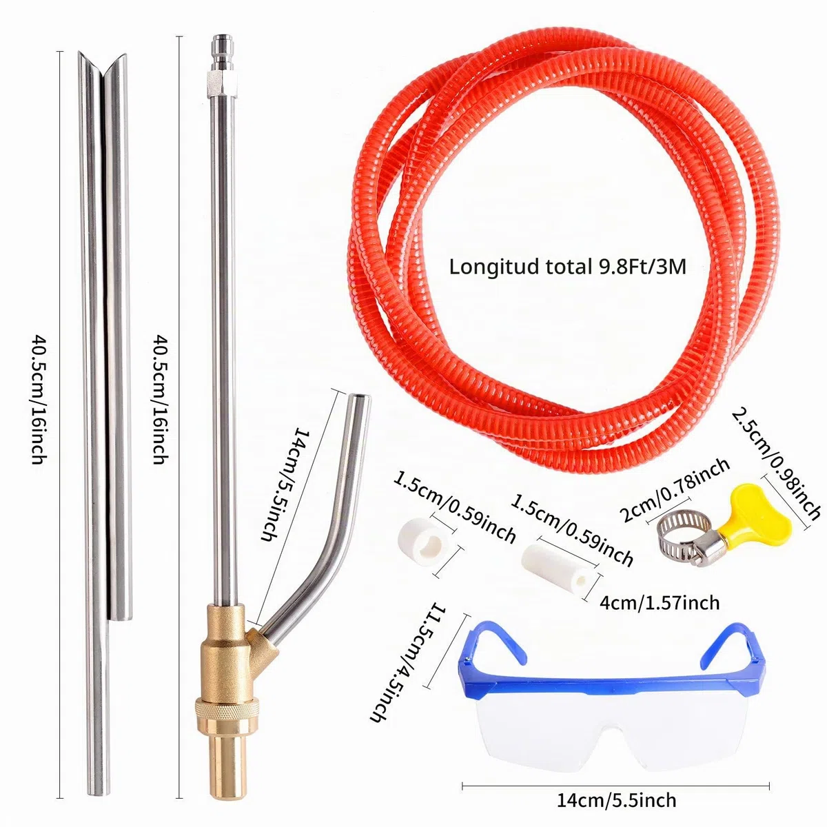 Kit de chorro de arena para lavadora a presión, kit de chorro de arena húmedo para lavadora a presión con puntas de boquilla de repuesto, protege gafas, desconexión rápida de 1/4 pulgadas de