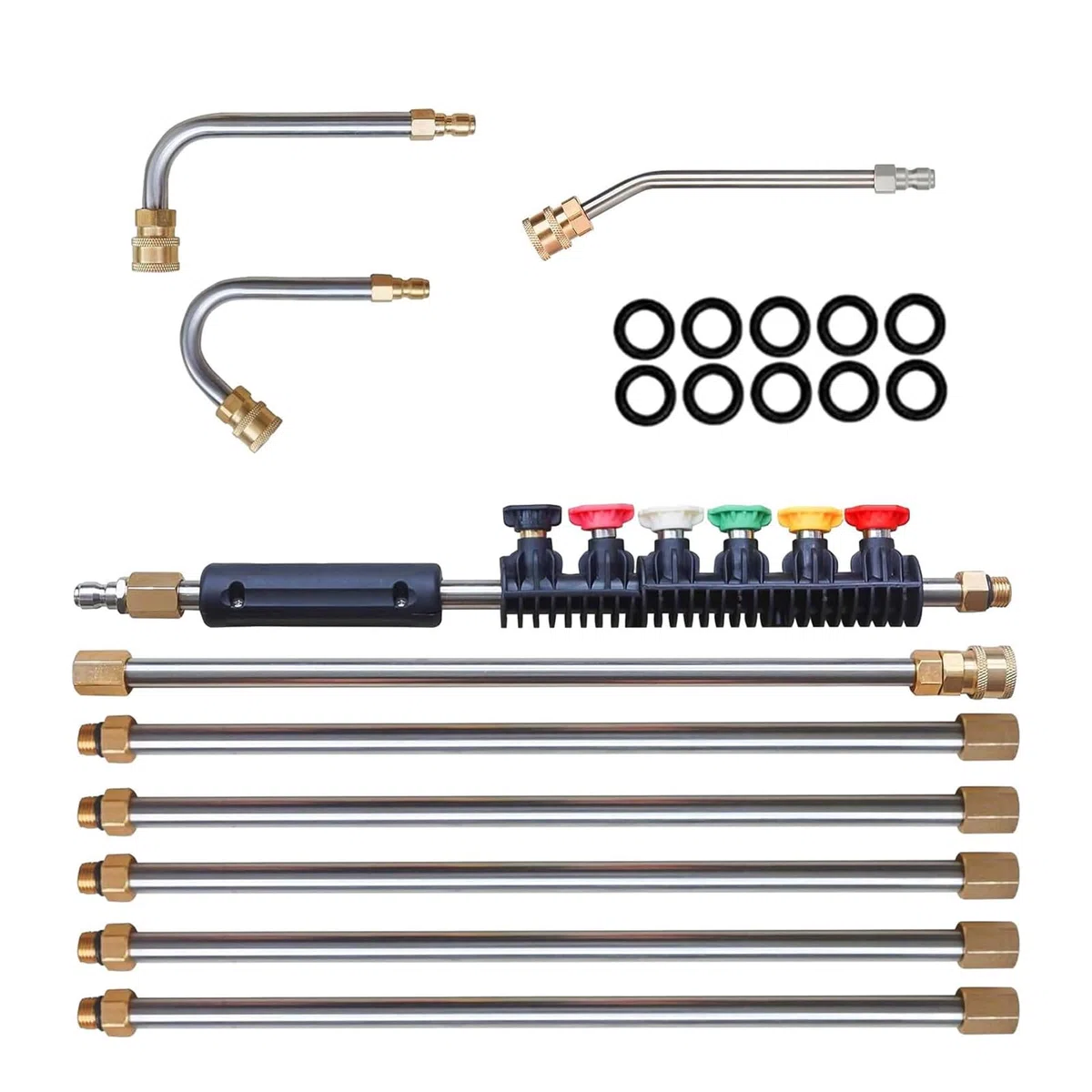 Extensión De Varilla De Hidrolimpiadora Kit con Lanza Telescópica para | Juego Con Pértigas Para Limpiacanaletas Para Hogar Jardín Patio Trasero Terraza Entrada Valla Patio
