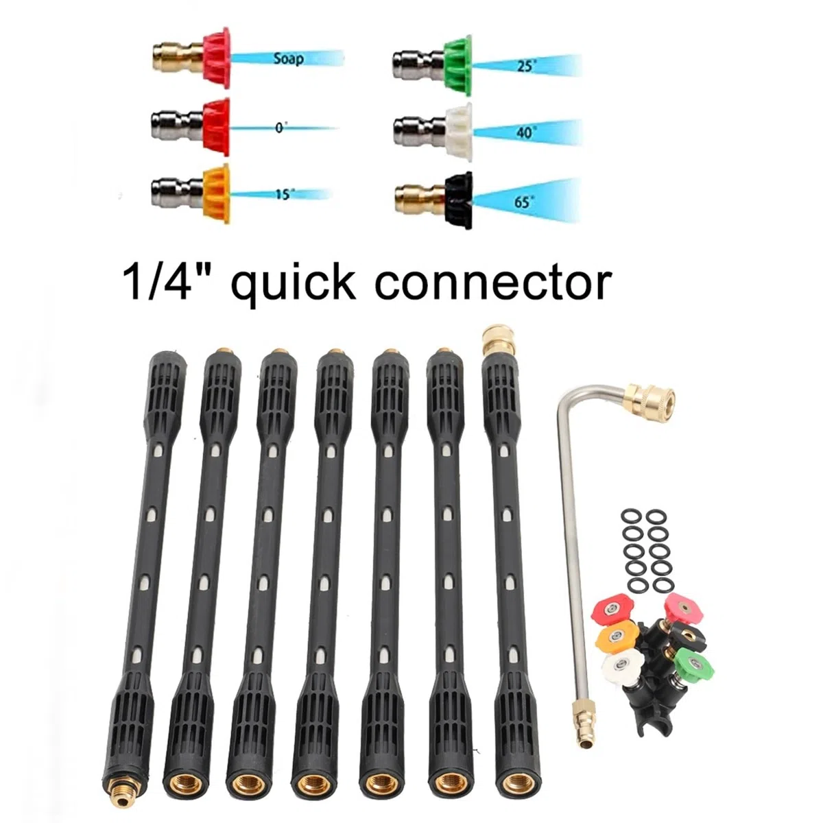Lanza De ExtensióN Para Hidrolimpiadora Herramienta de limpieza canaletas con conector rápido 1/4", 4000 PSI, varillas extensión for hidrolavadora, limpiador techos boquillas(11.8*7*21.9cm)