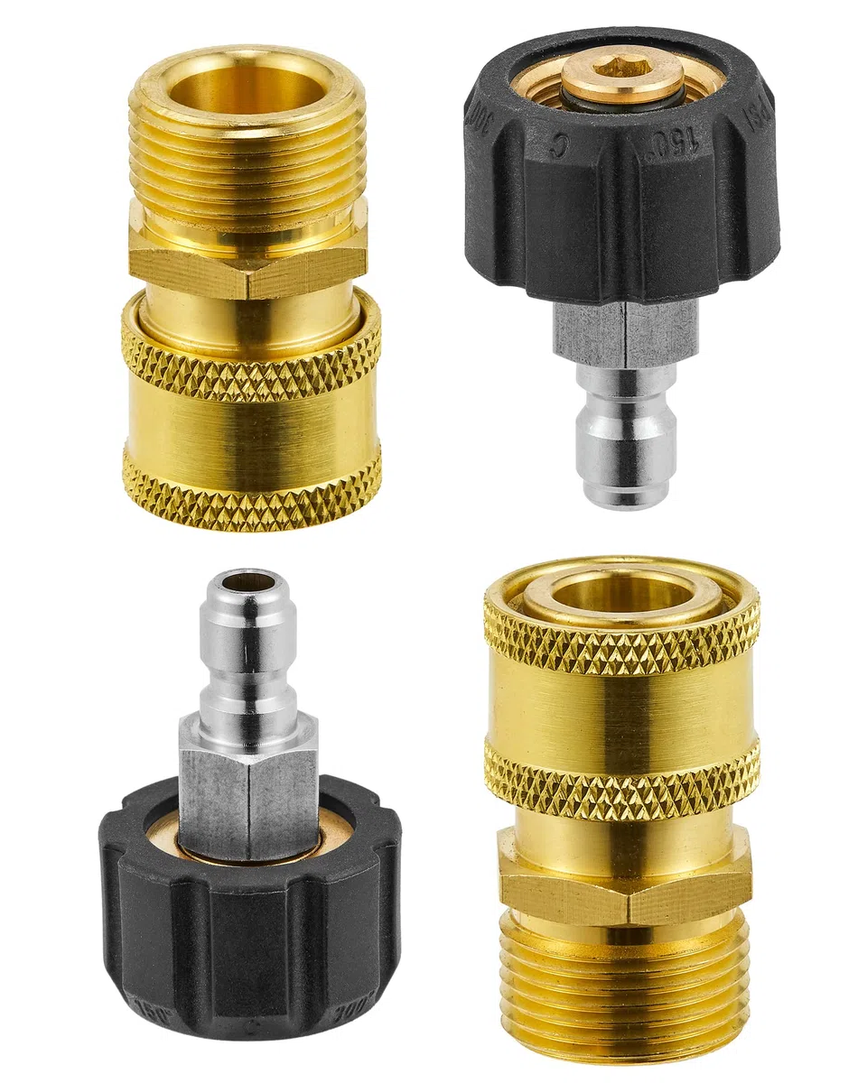 FIXFANS Juego de adaptadores para lavadora a presión, M22 de 14 mm a 1/4 pulgadas, kit de accesorios de conexión rápida, pistola de conexión rápida a manguera (2 x 2, 2 unidades)