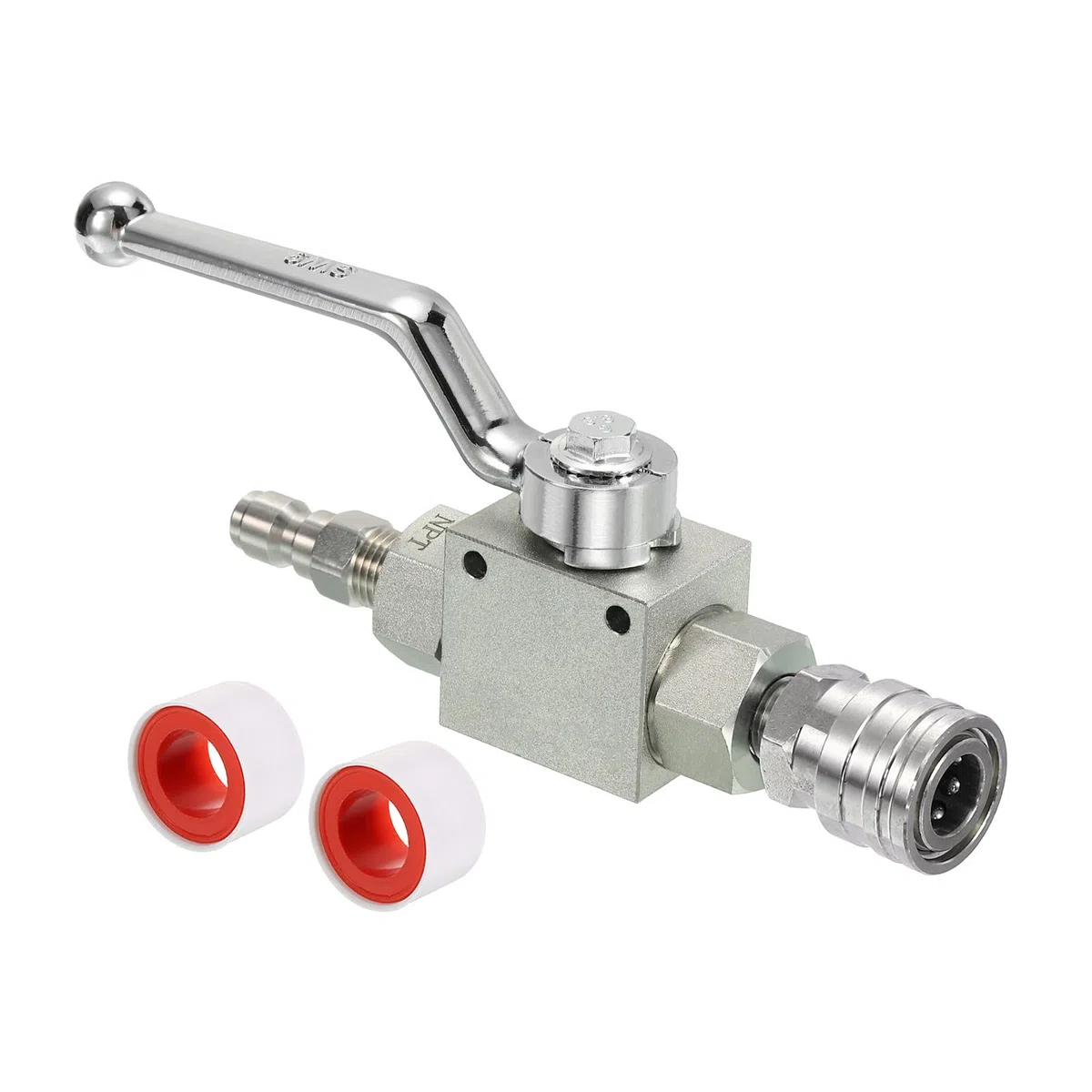 PATIKIL Kit de válvula de bola de lavadora de alta presión, manguera de arandela de acero inoxidable con cintas de conexión rápida de 1/4 pulgadas para manguera de lavadora eléctrica, presión de 4500