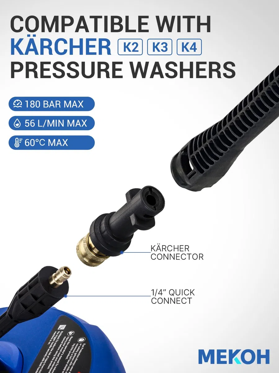 MEKOH Accesorio limpiador de superficies de lavado a presión eléctrico de 14 pulgadas para Karcher, accesorios de lavadora eléctrica para entrada, acera, terraza, patio, limpieza de hormigón, conexión