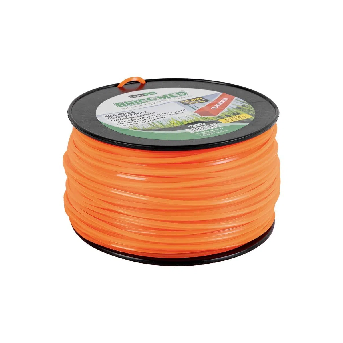 Peyca Hilo Nylon Naranja para desbrozadora Cuadrado 3 mm - Bricomed. Calidad Profesional. Corte equilibrado. Compatible con la mayoria de Modelos. (152 Metros)
