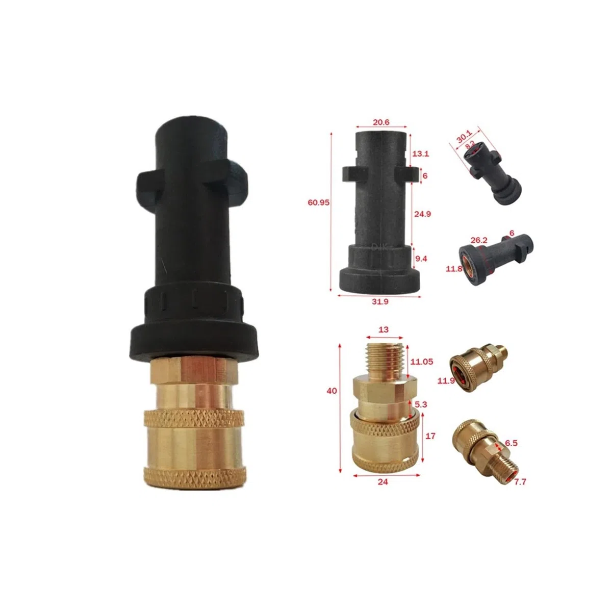 Boquilla de pulverización for Lavado a Alta presión, Adaptador Giratorio 5 en 1 de conexión rápida de 1/4'', Varilla for K2 K3 K4 K5 K6 K7