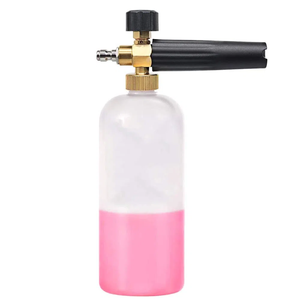 Cañón de espuma con conector rápido de 1/4 pulgadas, botella de 1 litro, grado profesional, liberación de uick (hasta 3200 PSI)