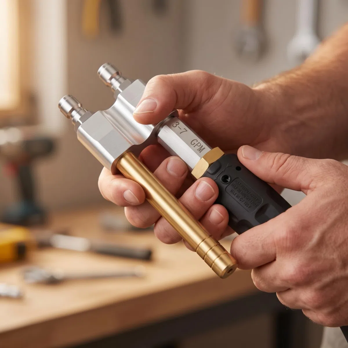 Sharplace de Pulverización Ajustable Doble para Hidrolavadora Accesorio de Alta Presión Tubo de Latón Empuñadura Ergonómica Acople Rápido 1/4 Pulgada Adecuada