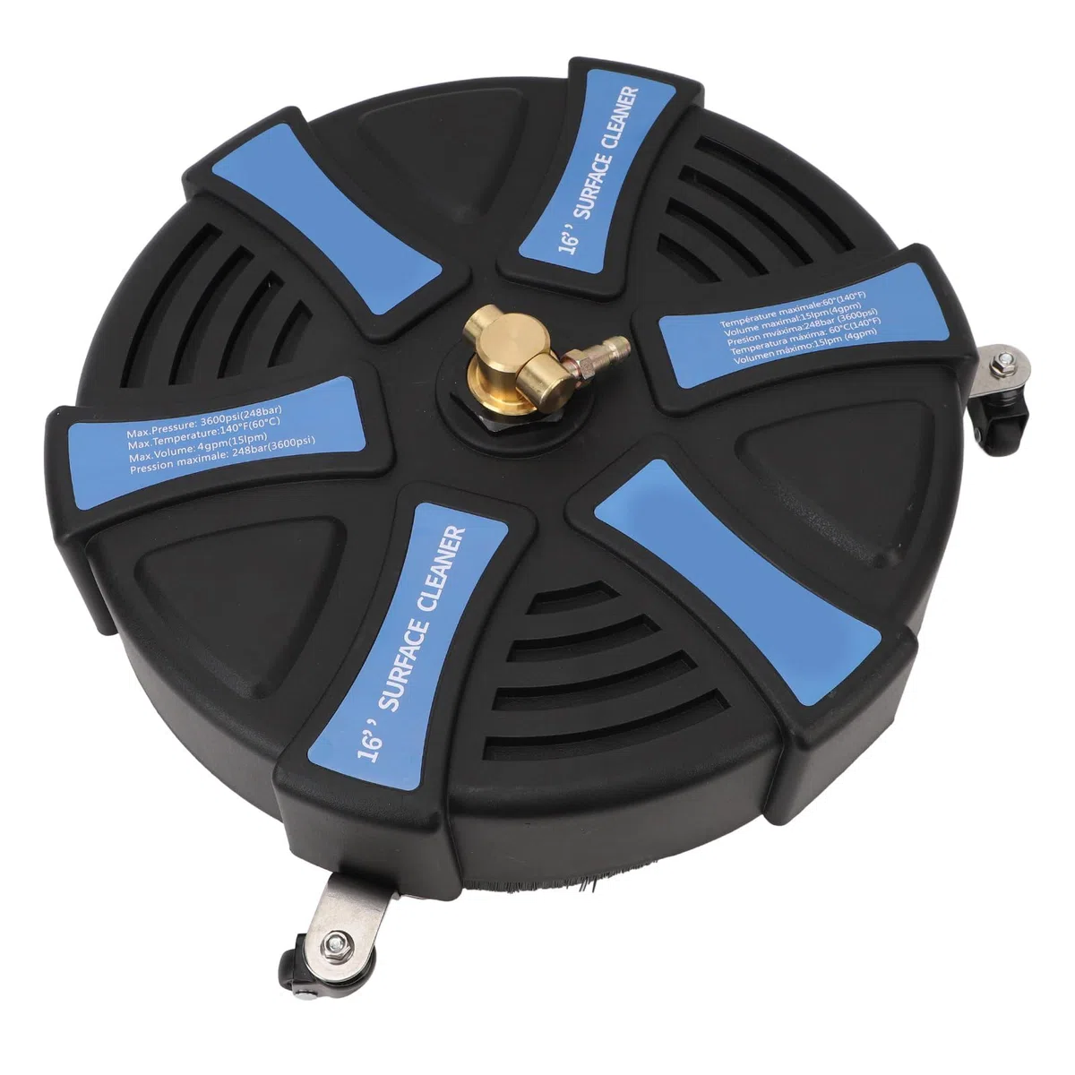 Aramox Limpiador de Superficies para Lavadora a Presión, Accesorio para Lavadora Eléctrica de Acero Inoxidable con 3 Ruedas, 16 Pulgadas, 3600 PSI, 2 Varillas de Extensión, para Entrada, Acera, Patio,