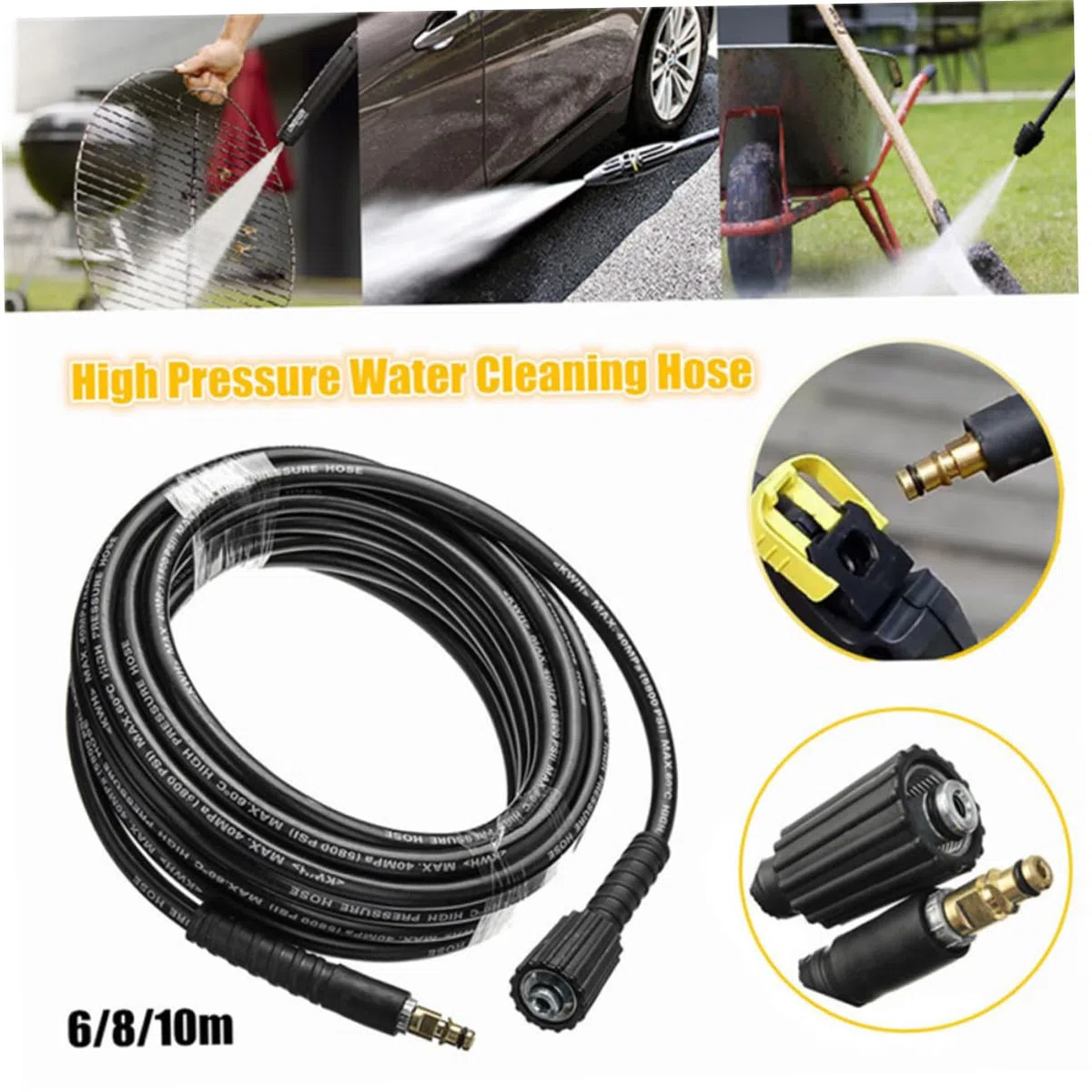 Manguera de Presión para Lavadora Tubo de Agua Plástico Reforzado para Limpieza con Alta Presión Compatible con Hidrolimpiadoras