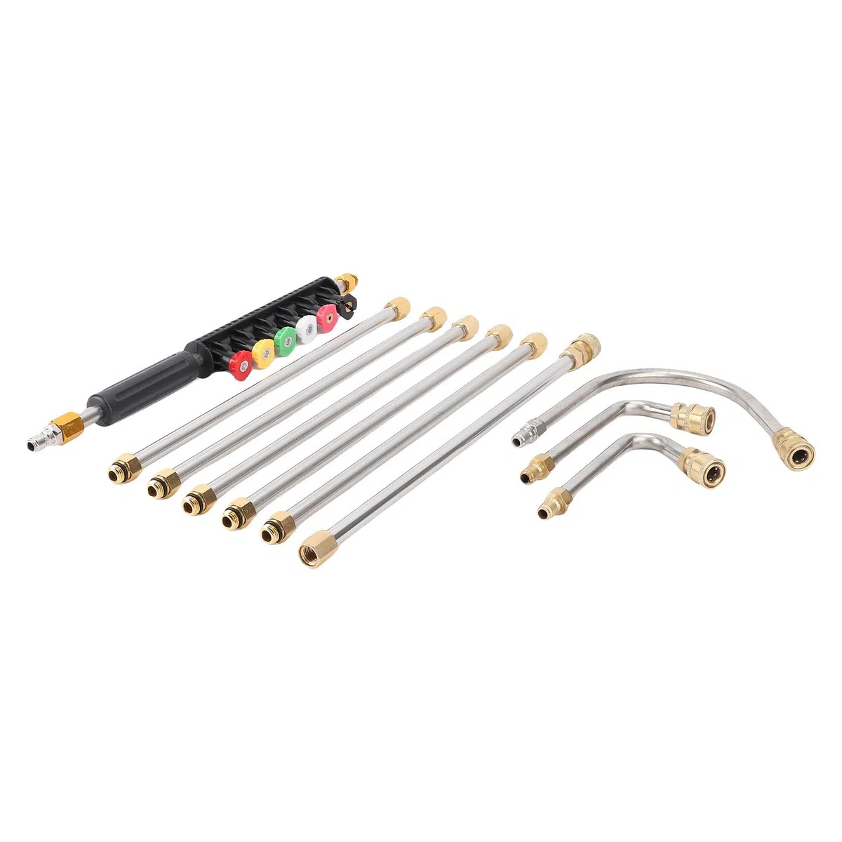 Kit de Varilla de Extensión para Lavadora a Presión, 6 Puntas de Boquilla Duraderas para una Limpieza Eficiente, Canalones para Paredes y Techos, 7 Unidades