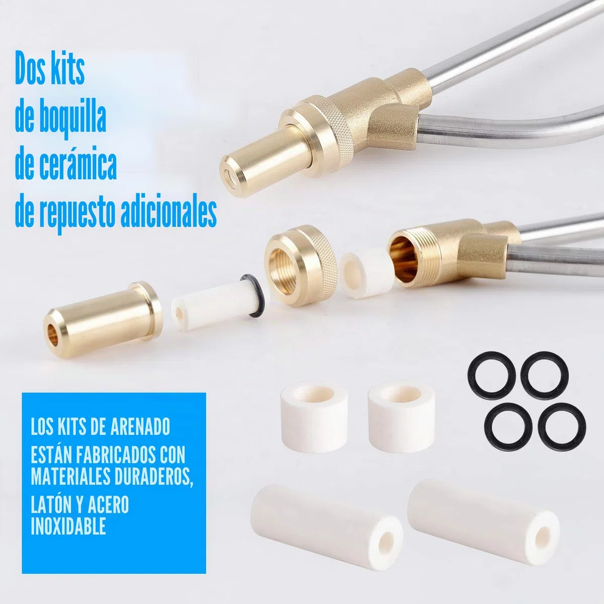 Kit de chorro de arena para lavadora a presión, kit de chorro de arena húmedo para lavadora a presión con puntas de boquilla de repuesto, protege gafas, desconexión rápida de 1/4 pulgadas de