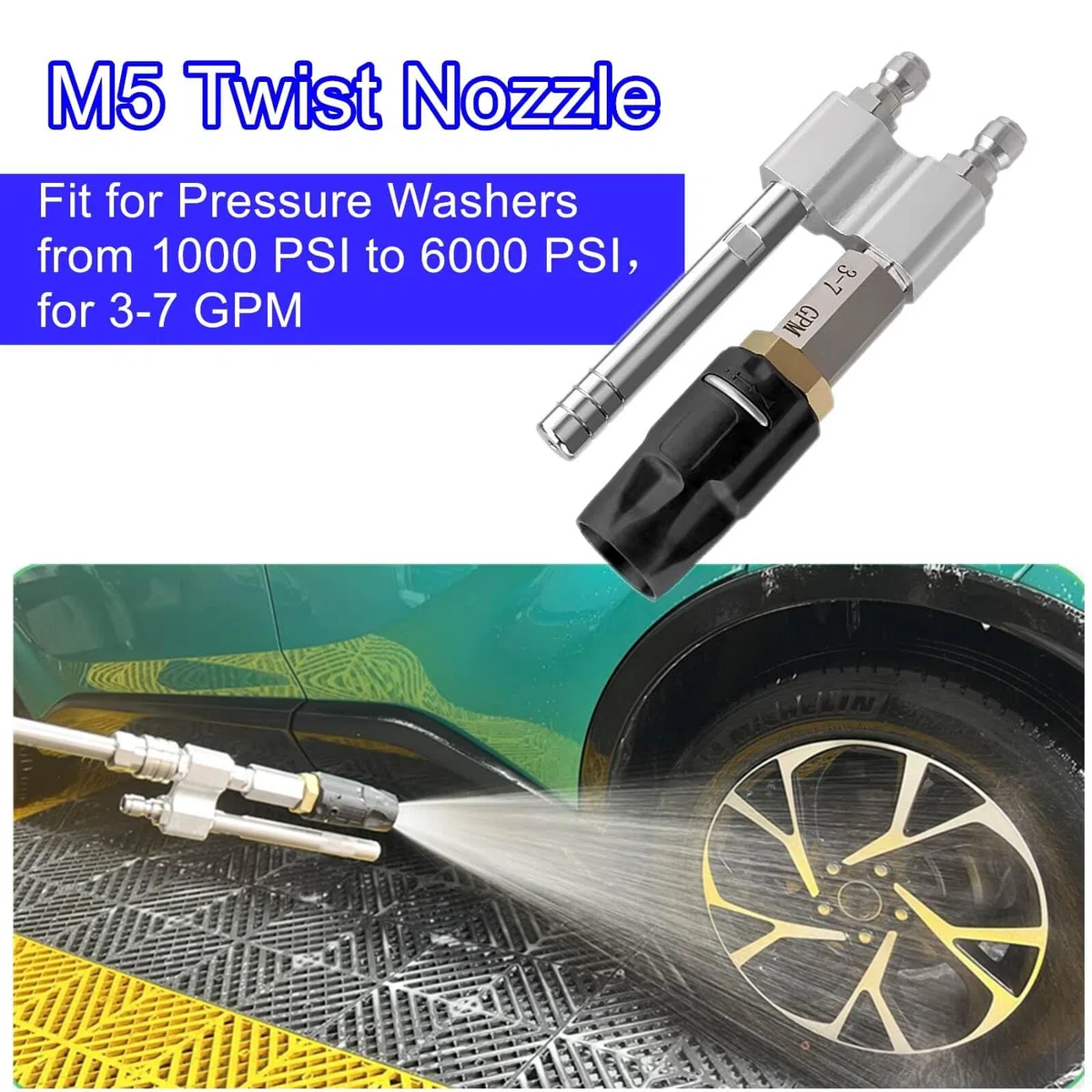 Shooter Tip M5 - Boquilla de jabón de largo alcance, boquilla giratoria M5 apta para lavadoras a presión de 1000 PSI a 6000 PSI, para 3-7 GPM