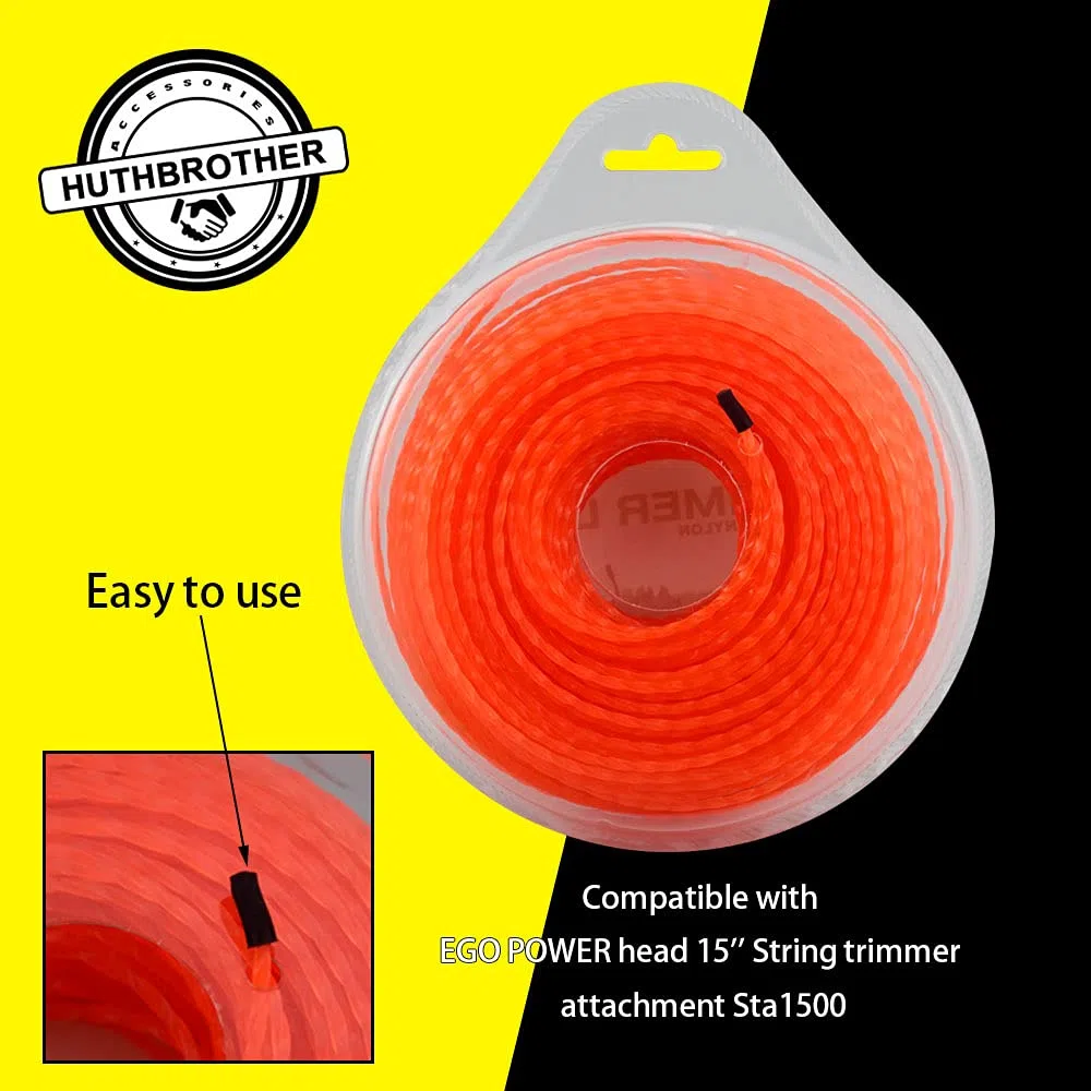 HuthBrother AL2450S - Línea de torsión de alta calidad de 0,06 x 100 pies, compatible con los recortadores de cuerda EGO Power de 15 pulgadas, compatible con el modelo ST1500/ST1500-S/ST1500F/ST1500SF