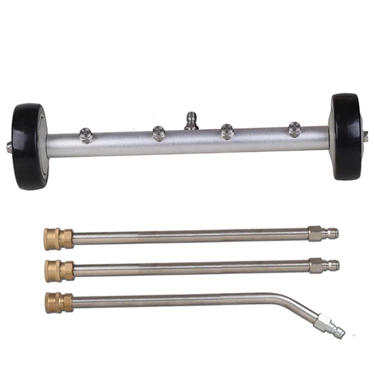 Limpiador de Chasis para Hidrolavadora de Alta Presión, Cepillo de Limpieza para Debajo del Automóvil, Accesorio Resistente, Aluminio, Acero Inoxidabl, con 3 Varillas