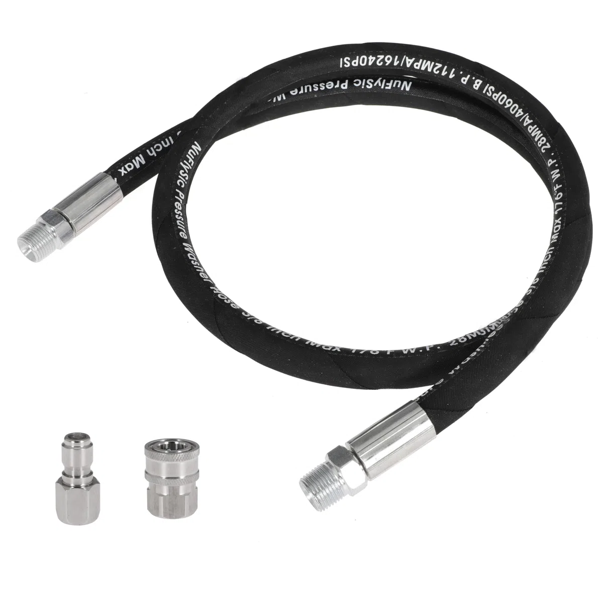 Manguera de lavado a presión, manguera de puente para lavado a presión, NPT de 3/8 pulgadas, conector de carrete de manguera de conexión rápida, 4000 PSI, 8 pies