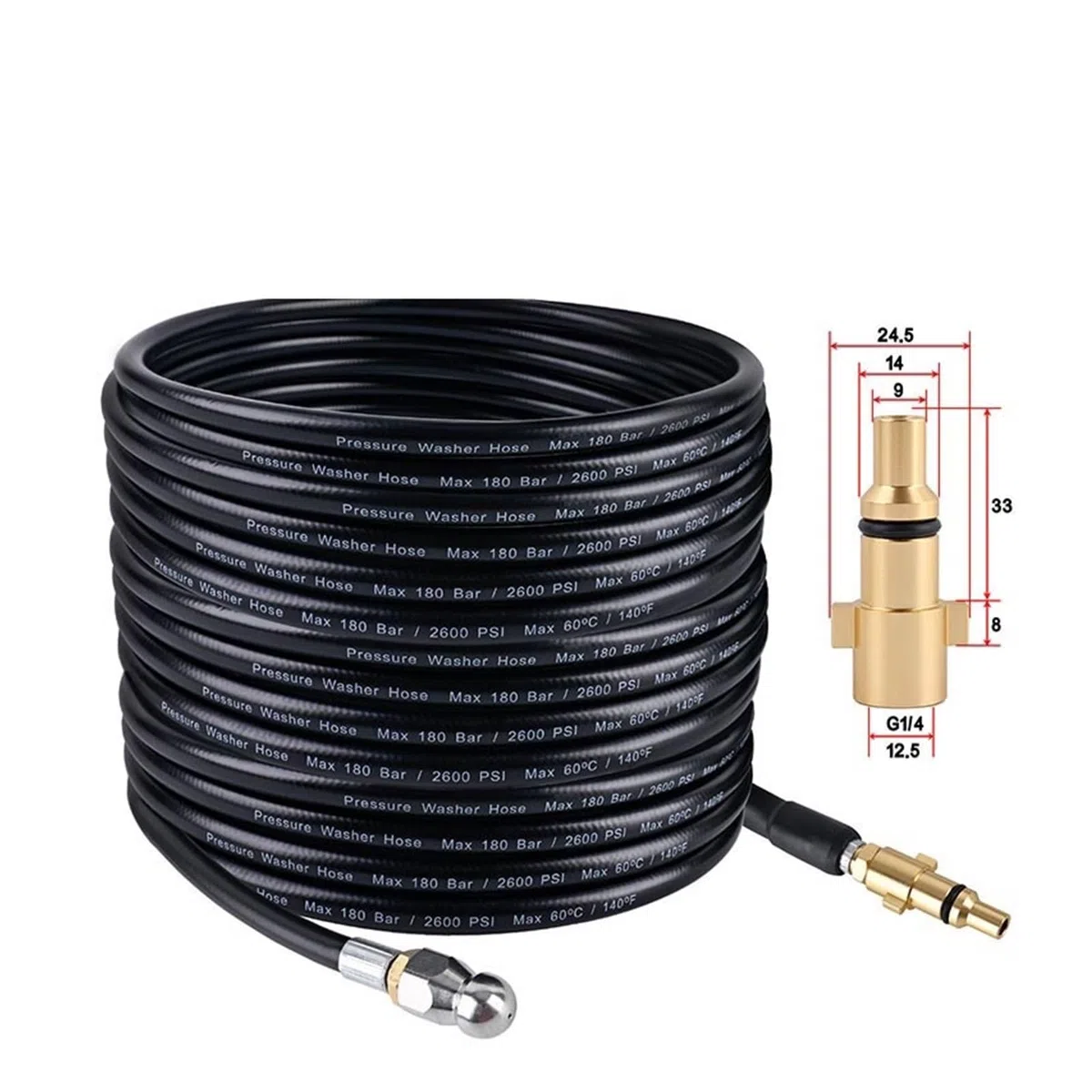 Kit de limpieza desagües y alcantarillado con manguera alta presión 10/20 m(Green,10M)