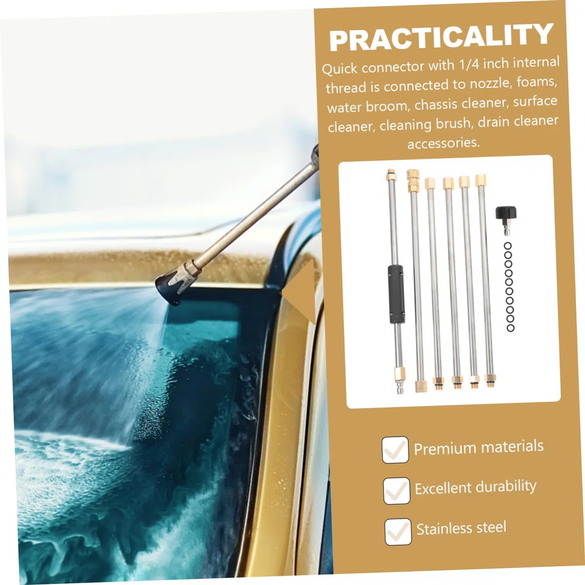Hemobllo Varillas De Extensión para Hidrolavadora Varilla De Lavado Alta Presión Herramienta De Limpieza para Auto Fácil Instalación para Entradas