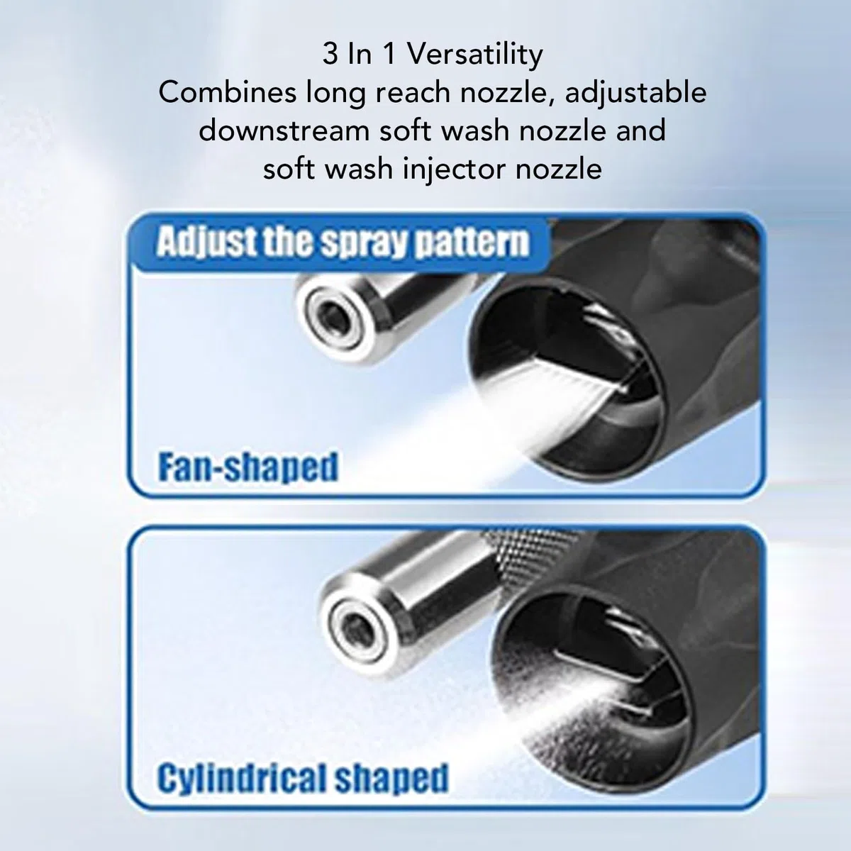 Boquilla de lavado a presión SustVita, tipo giro M5 con rociador ajustable 3 en 1, 1000-4050 PSI, 3-7 GPM, conexión rápida de 1/4 de pulgada para aplicación de jabón de largo