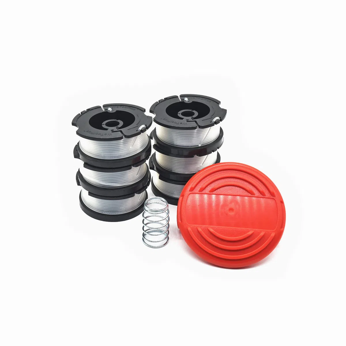0.06 pulg x 30 pies. Bobina de alimentación automática de una sola línea AFS para cortadora de césped Black Decker, cortadora de césped, compatible con AF-100, 6 carretes y 1 tapa de
