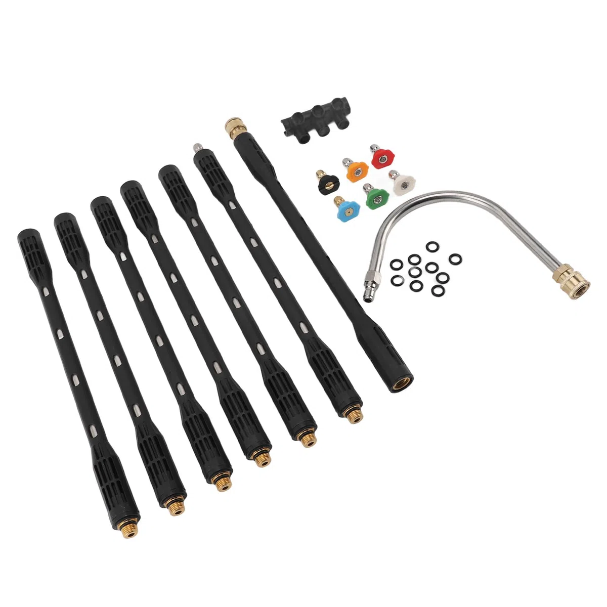 Varilla de Extensión para Hidrolavadora, Lanza de Acero Inoxidable para Hidrolavadora, Varilla de Acero Inoxidable para Limpiar Canaletas con Carcasa Negra