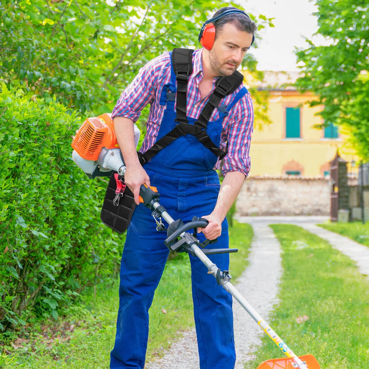 Correa para Podadora de Hombro Negra para Jardín con Cinturón Ajustable y Hebilla Fácil de Usar para Corte Cómodo y Duradero en Exteriores