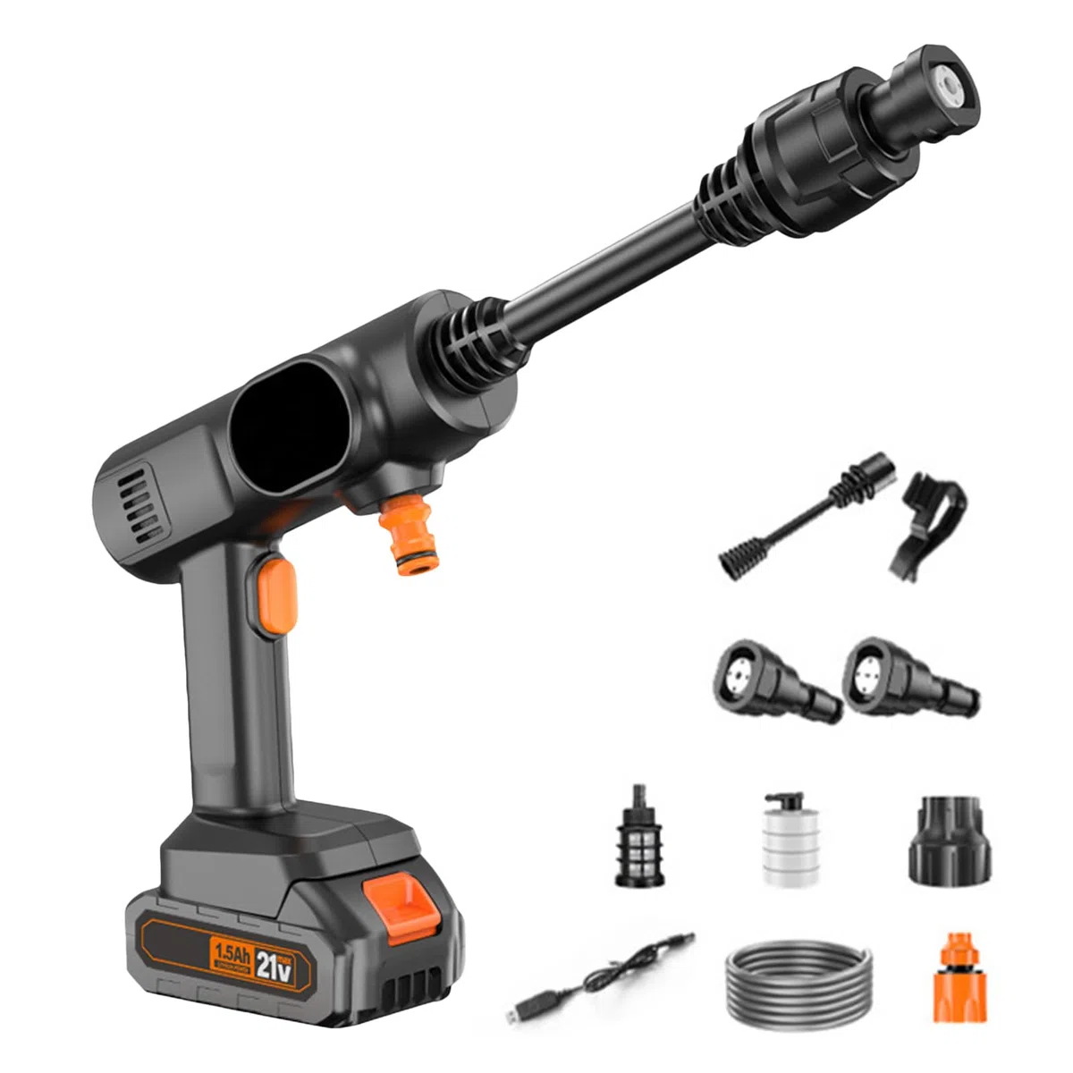 Hidrolimpiadora Inalámbrica A Presión Accesorio De Rociado Manual Portátil | Rociador Con Manguera De Alta Presión Portátil, Inalámbrica para Coche, Terraza, Hormigón, Exterior,