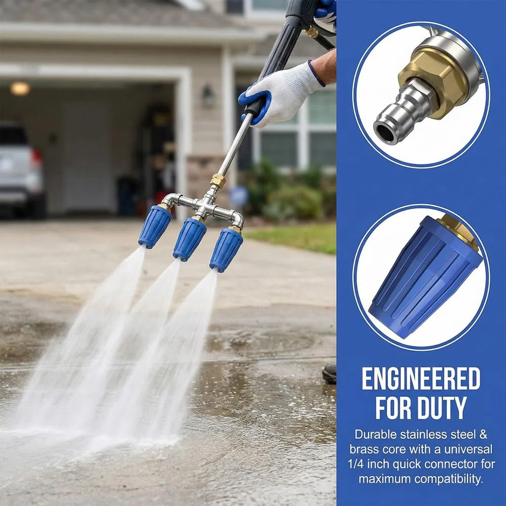 Puntas para hidrolimpiadoras, 3 Boquilla TurboAltaPresión 4000 PSI 360 1/4 Conexión Rápida 2.5 Orificio Multicolor FloorGarden(Red-a)