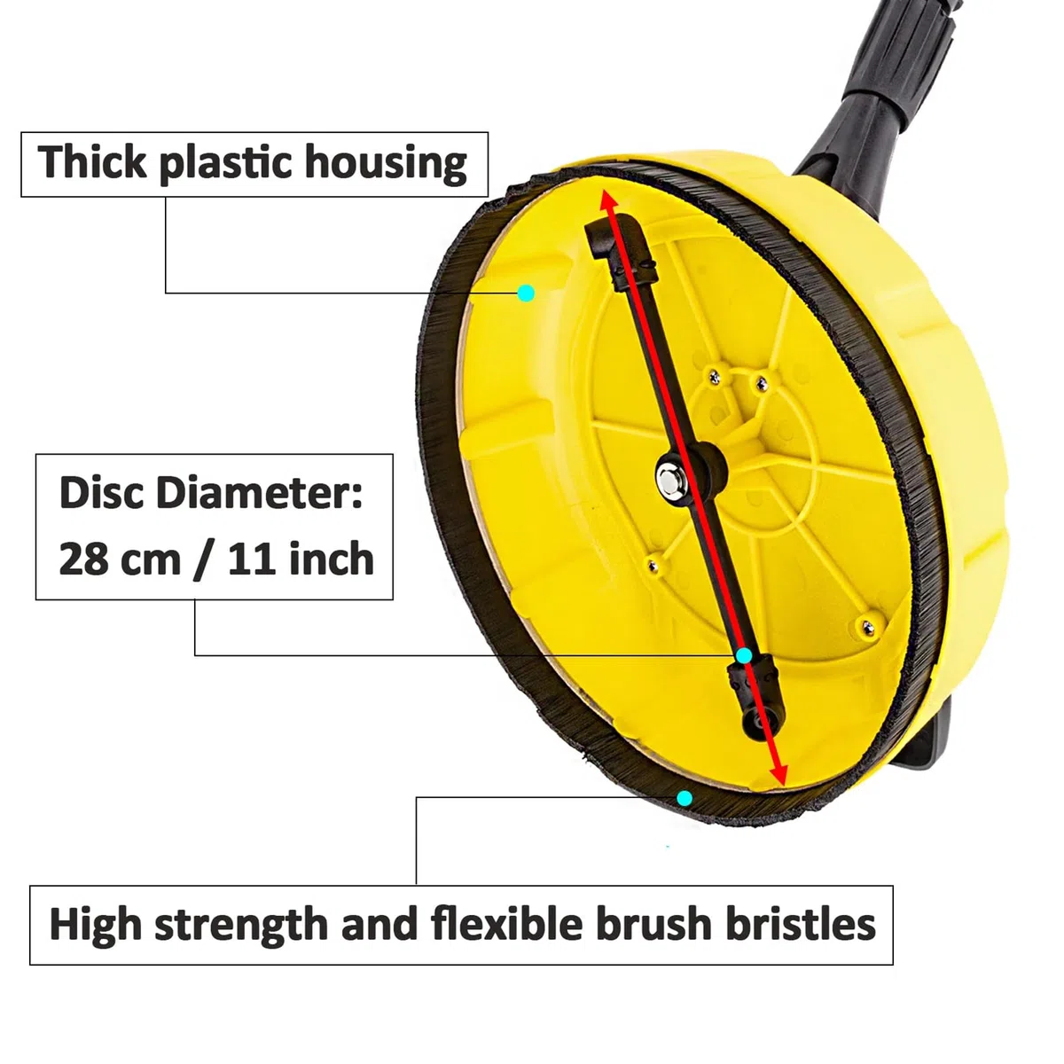 Cepillo Rotativo para Hidrolimpiadora con Mango Telescópico, Limpiador de | Superficies con Lanza de Extensión – Universal para Terrazas, Fachadas, Suelos y Garajes – Accesorio de Limpieza para Exterio