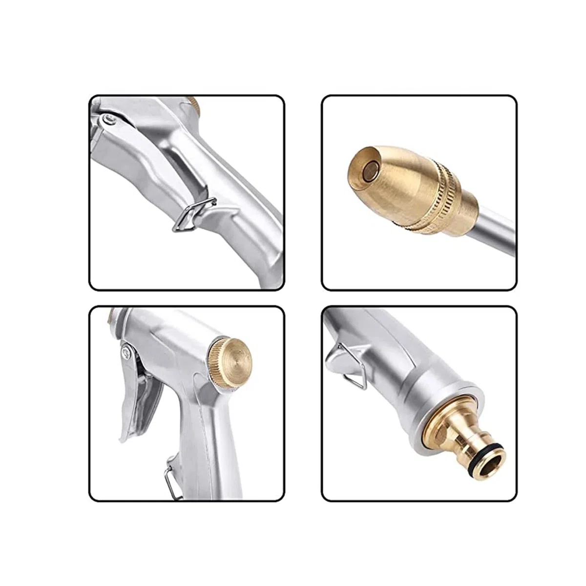 Pistola pulverizadora for manguera de jardín, lavadora de alta presión ajustable con agua, boquillas de espuma metálica for lavado de coches, aspersor de riego fácil de usar