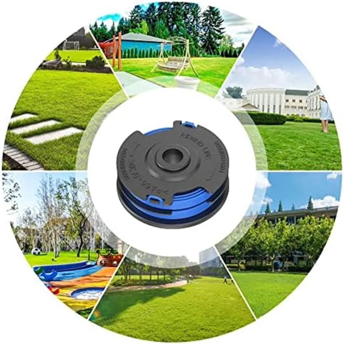 Línea de Carrete de Repuesto de 6 uds, para cortadoras de césped para Greenworks G40LT 8. X 1,65 Mm 40V G40LTK2 G40LTK2x Carrete de cortacésped(Black 8pcs)