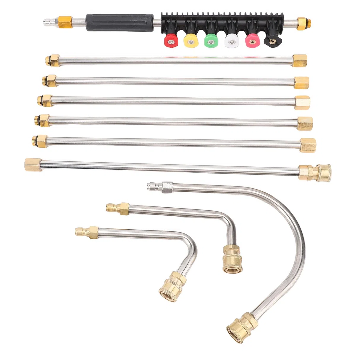 Generic Kit de Varilla de Extensión para Lavadora a Presión con 6 Puntas de Boquilla para Tareas de Limpieza Eficientes, Adecuado para Techos, Paredes y Canalones para Uso Profesional
