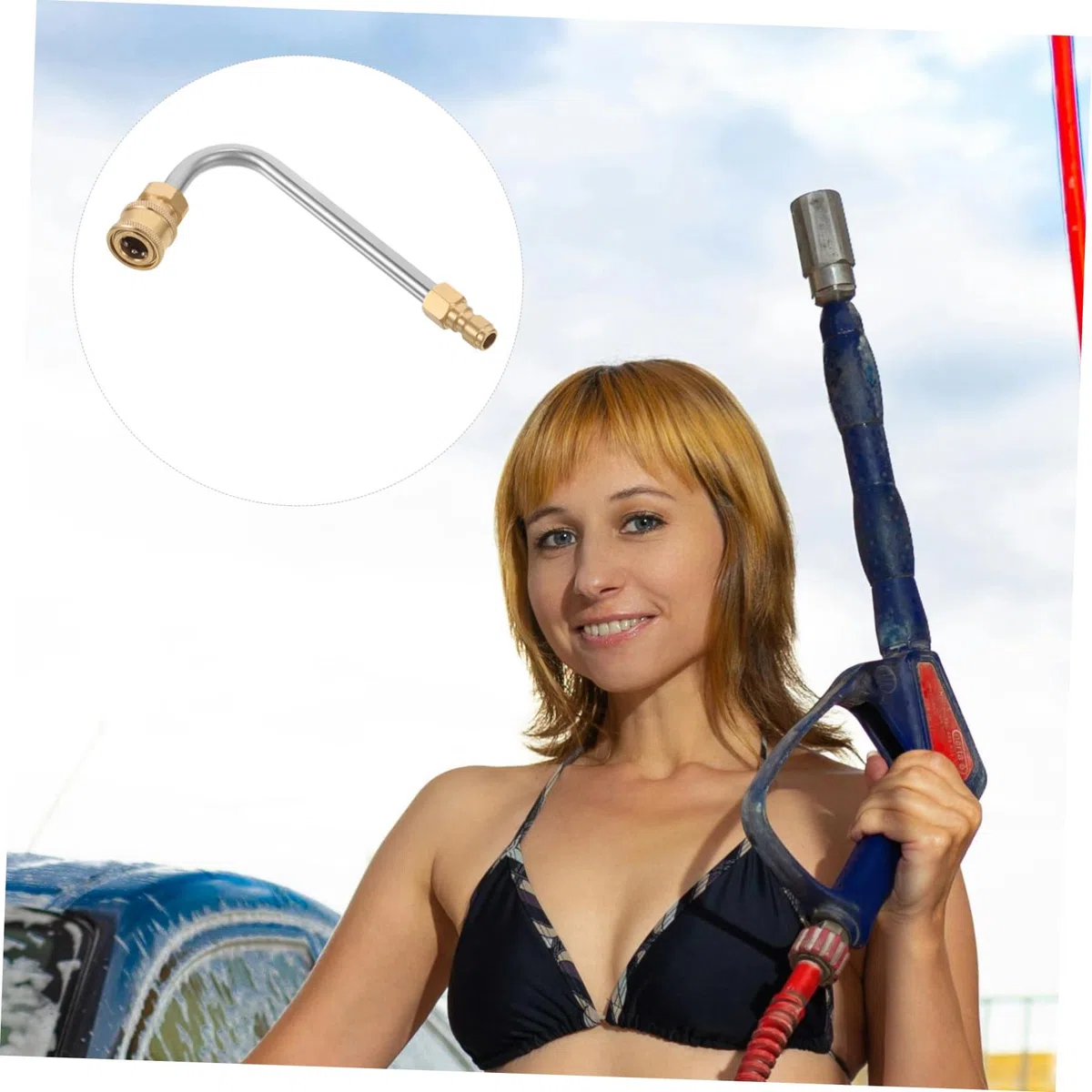 TOYANDONA 5 Piezas Varita limpiadora de Alta presión arandela Extensiones pulverizador Varilla de Lavadora de Autos Barra de extensión de Alta presión Acero Inoxidable Golden