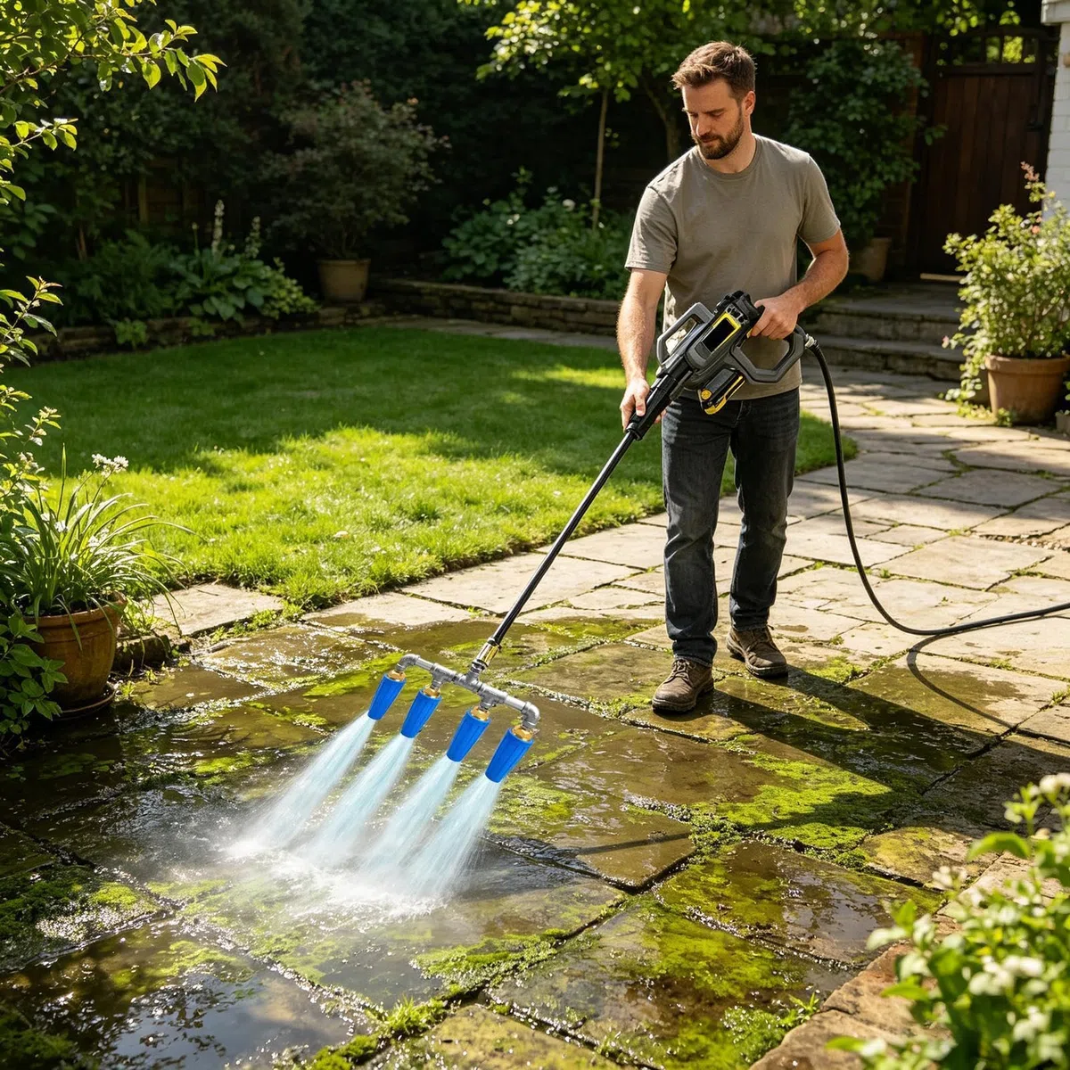 Boquilla Giratoria para Hidrolimpiadora Cuádruple Arandela Ergonómica De | Tobera con alta presión para manguera de jardín Para Lavado Coches Jardinería Riego Jardines Casa Balcón