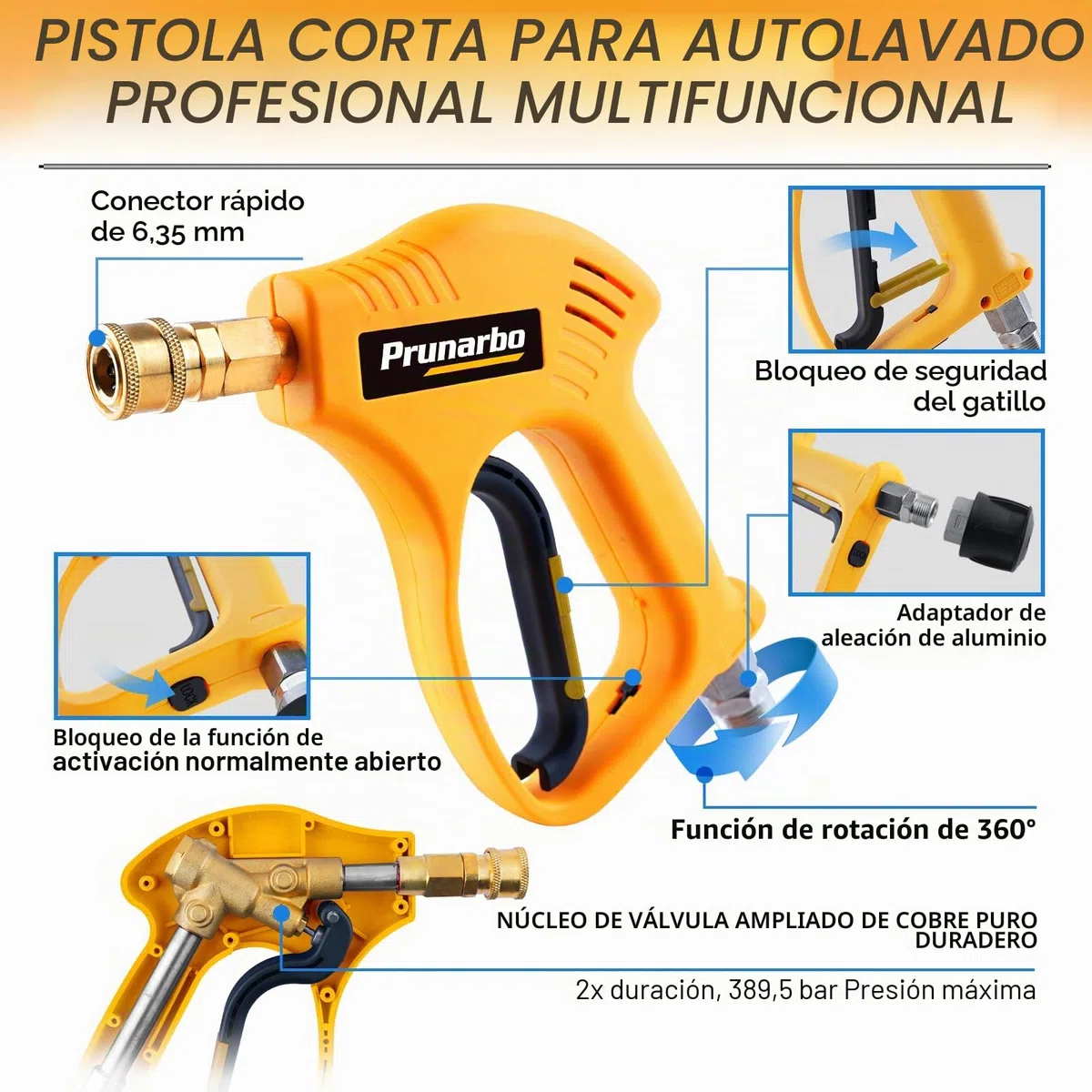 Lanza de Espuma Compatible Kärcher K2-K7 con 5 Boquillas | Pistola Para Hidrolimpiadora Con Cañón De Espuma, Conexión Rápida, Ideal Para Lavado De Coche Y Limpieza Exterior